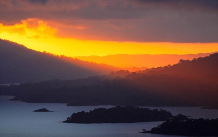 LakeArenalSunsetTierras Morenas wind farmCostaRica